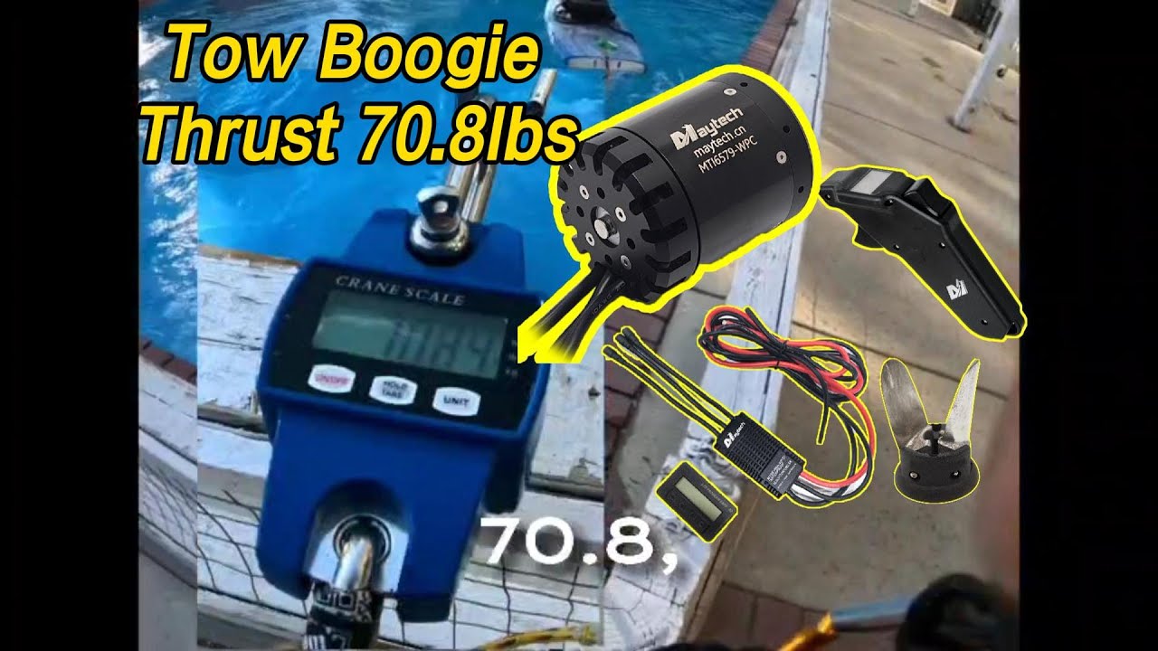 Tow Boogie Thrust Test with Maytech 6579 Motor + 160A ESC + Stainless Steel Prop + V3 Remote 71lbs