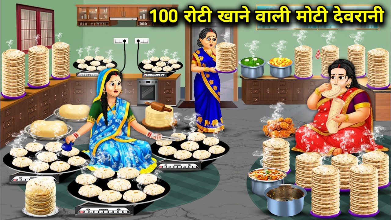 100 रोटी खाने वाली मोटी देवरानी |Fat sister-in-law who eats 100 rotis |Cartoon Videos|Abundance Mega