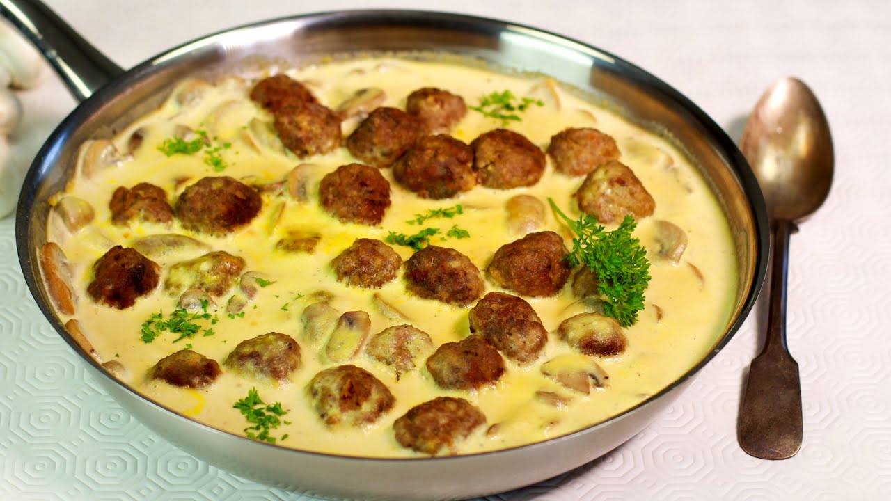 HACKBÄLLCHEN in Champignon Rahmsauce