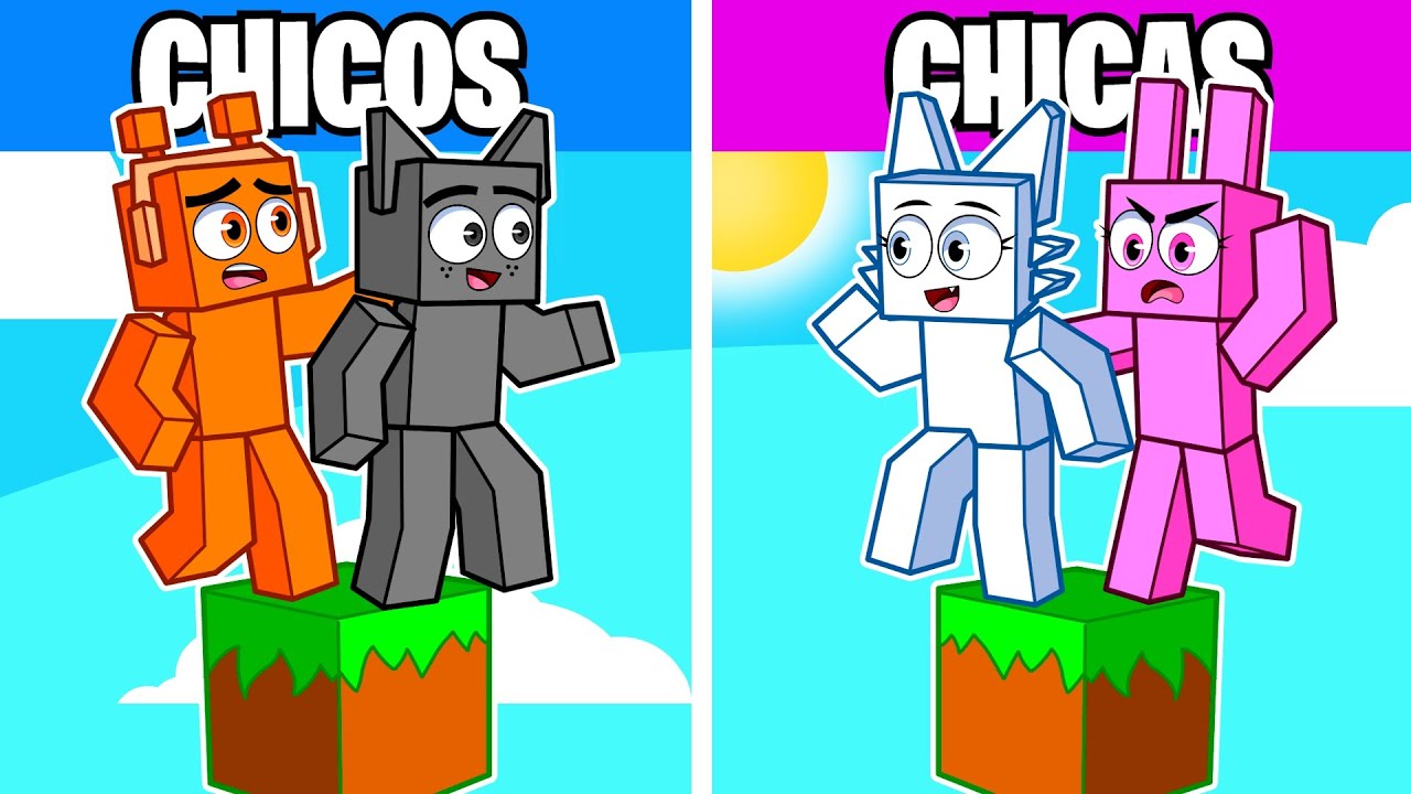 Un Bloque De CHICOS vs Un Bloque de CHICAS en Minecraft! (spunki)