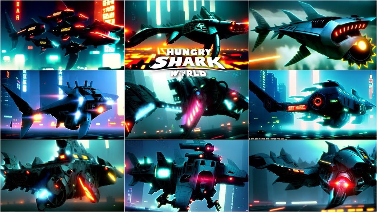 ALL HUNGRY SHARK WORLD TURN INTO CYBERPUNK