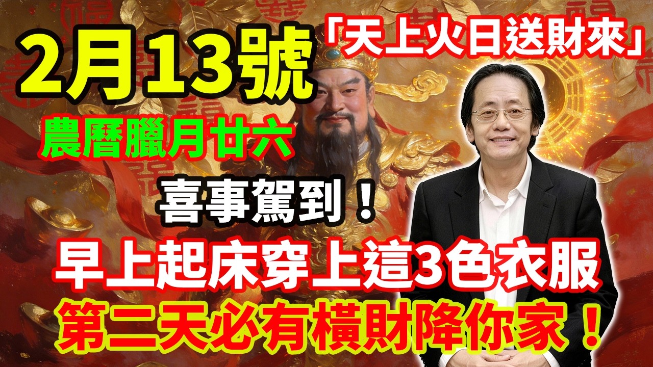 喜事駕到！2月13號，農曆臘月廿六，「天上火日送財來」，早上起床穿上這3色衣服，第二天必有橫財降你家，菩薩保你正財橫財大爆發！#佛學 #佛淨 #佛陀 #佛法 #佛教 #修行