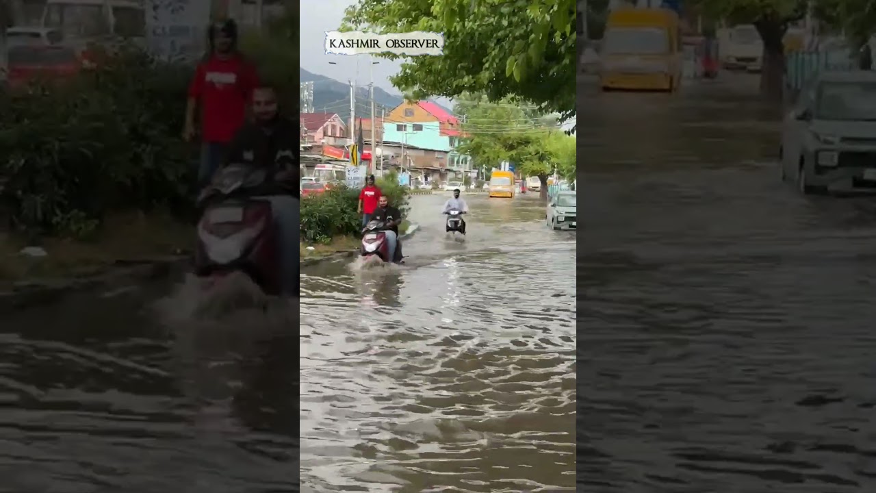 Heavy Rain Triggers Waterlogging Across Downtown Srinagar, Disrupts Life