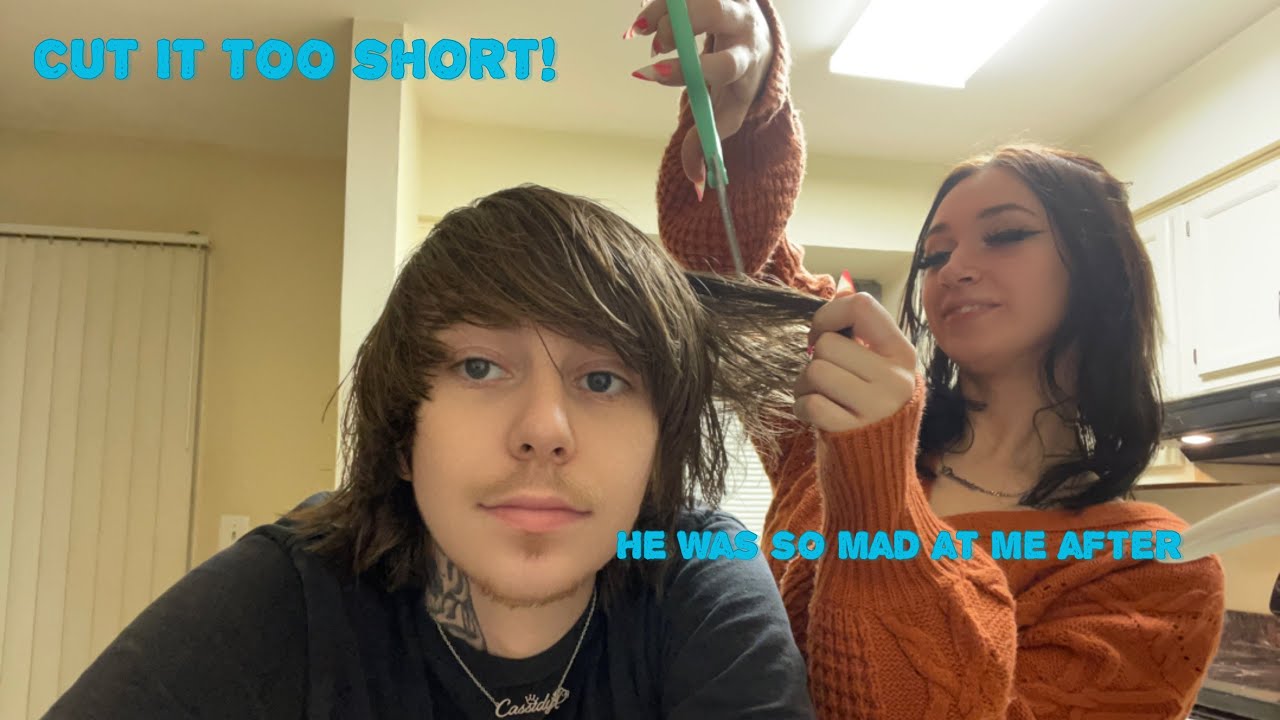 CUTTING MY BOYFRIENDS HAIR * GONE WRONG* he hates me now..