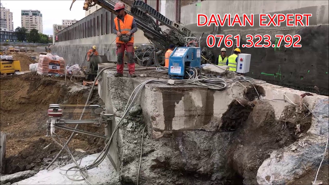 Taiere Beton Armat cu Fir Diamantat in santierul AFI PALACE BRASOV