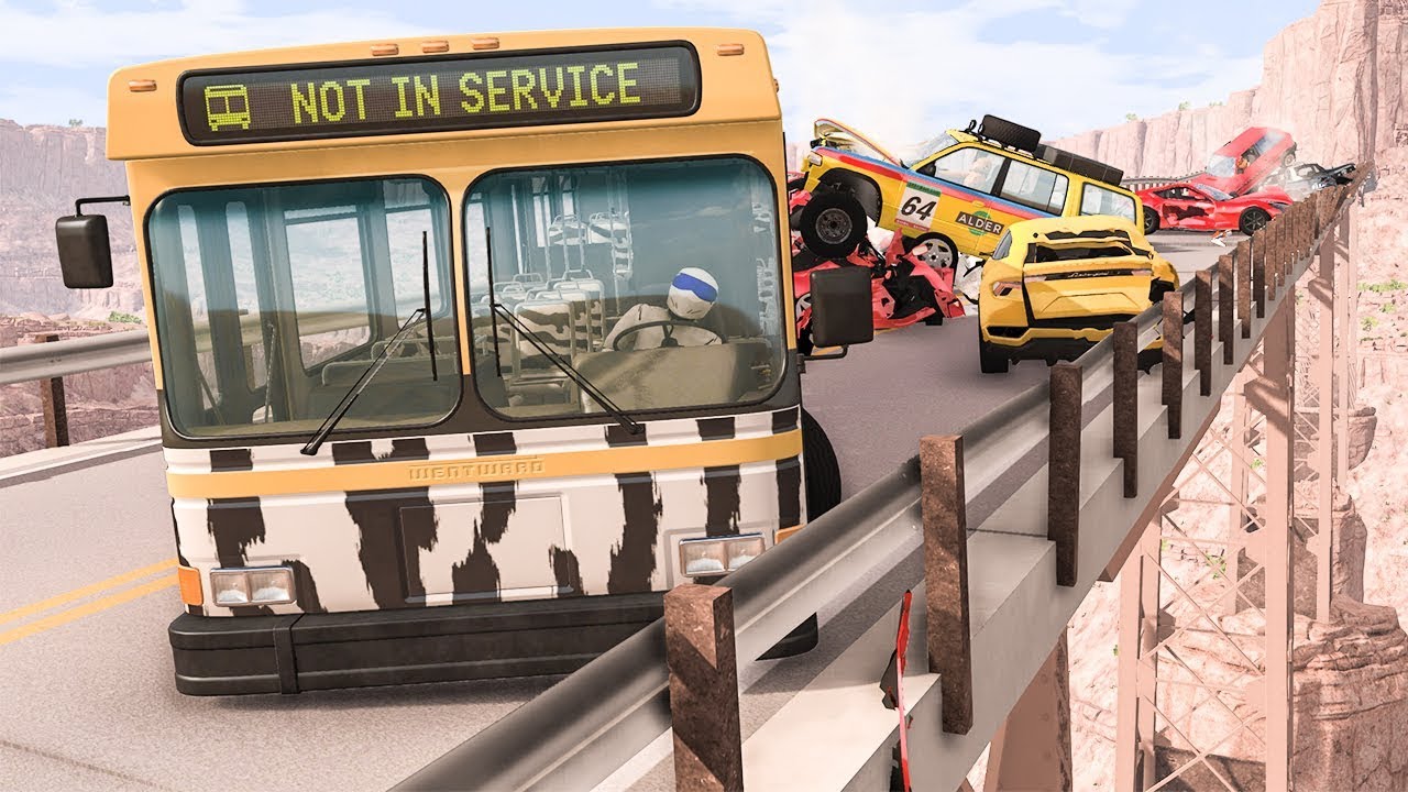 Collapsing Bridge Pileup Car Crashes #3 - BeamNG Drive | SmashChan