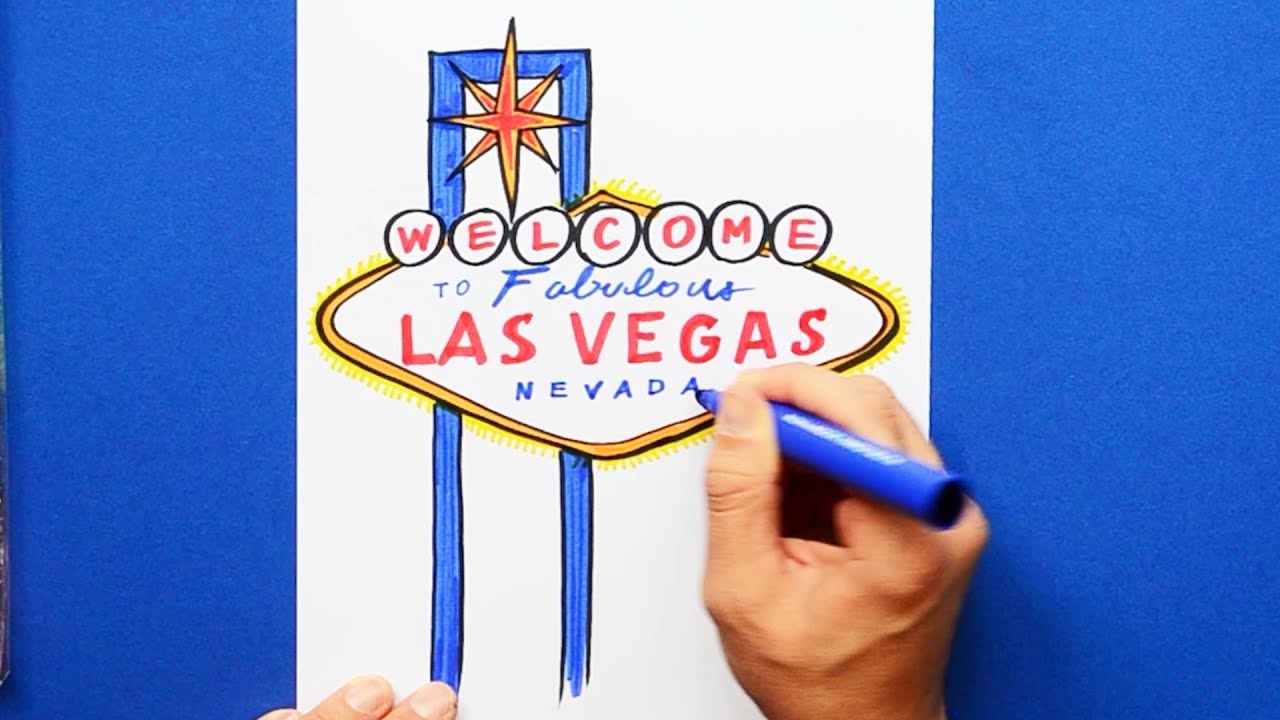 How to draw the Welcome to Fabulous Las Vegas sign