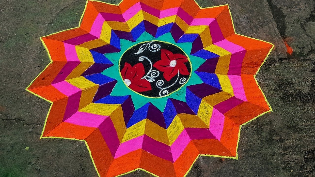 Multicolour 3d kolam | Margazhi kolam✨❤️‍🔥#kolam #rangoli #trending#margazhikolam