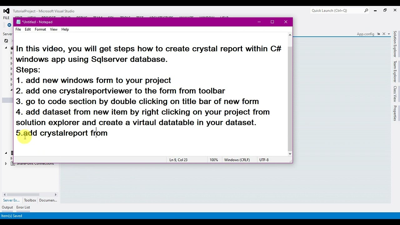 Tutorial 4 1   How to create crystal report for C# windows application using sqlserver database