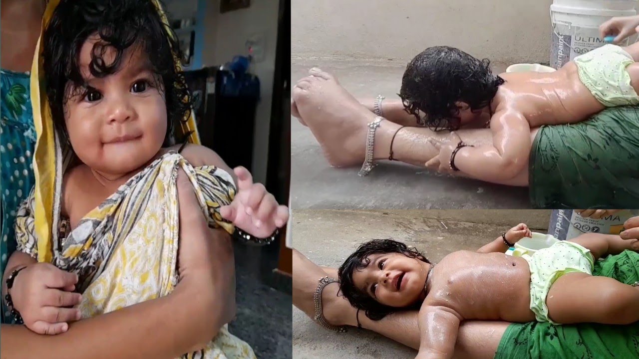 How to bath a new born baby easily and safely ||5 months old || Indian style || traditional method