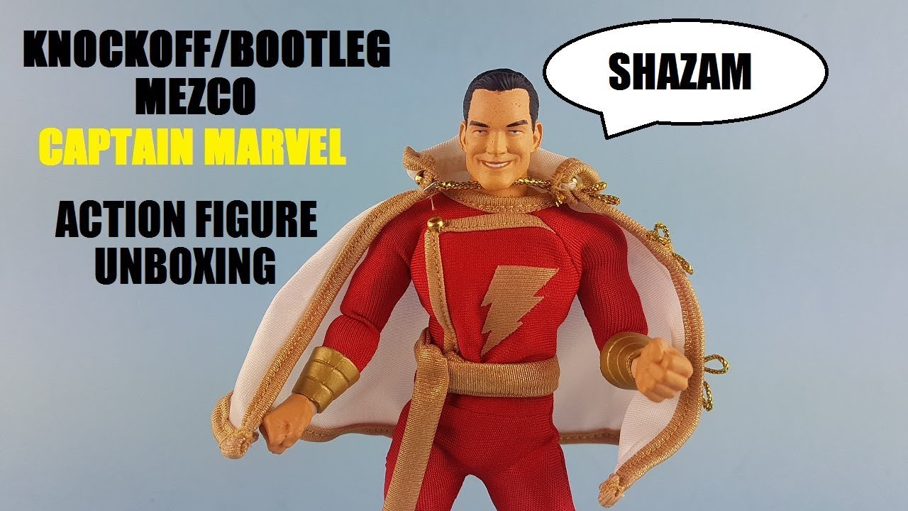 knockoff MEZCO Captain Marvel (SHAZAM) action figure unboxing /
