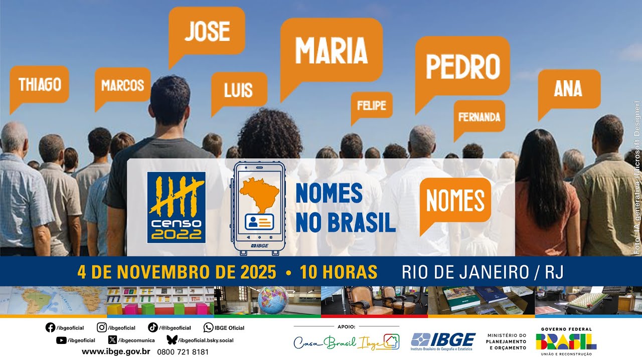 IBGE atualiza o site Nomes no Brasil com novos dados do Censo 2022 • 