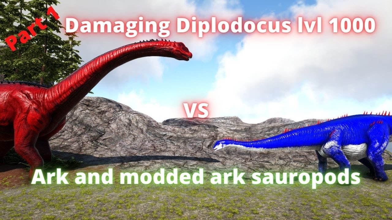 Damaging diplodocus lvl1000 vs ark and modded sauropods battle part 1