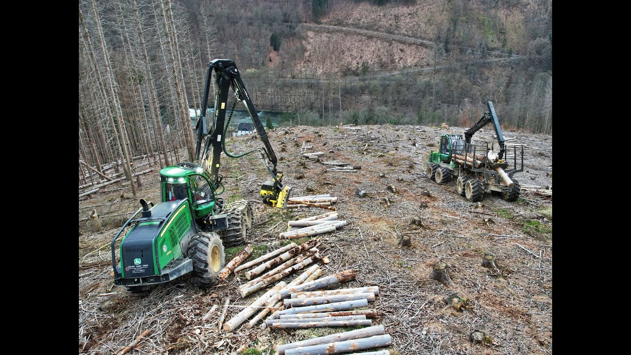 🌲4K| John Deere 1470G & 1110E im Sturm & Käferholz • Harvester & Forwarder Action • Forst Zobel🌲