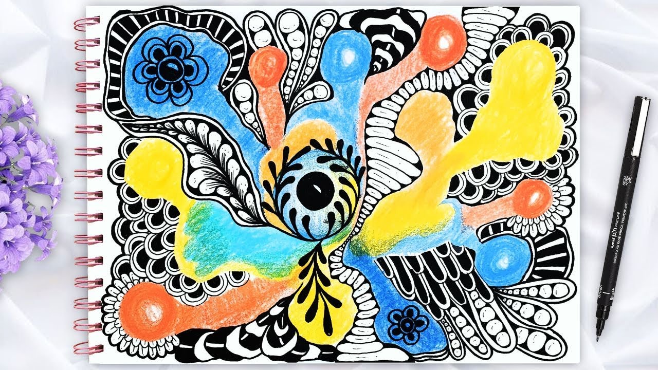Creative Zentangle Art With Colored Pencil Ideas | Neurographic Art