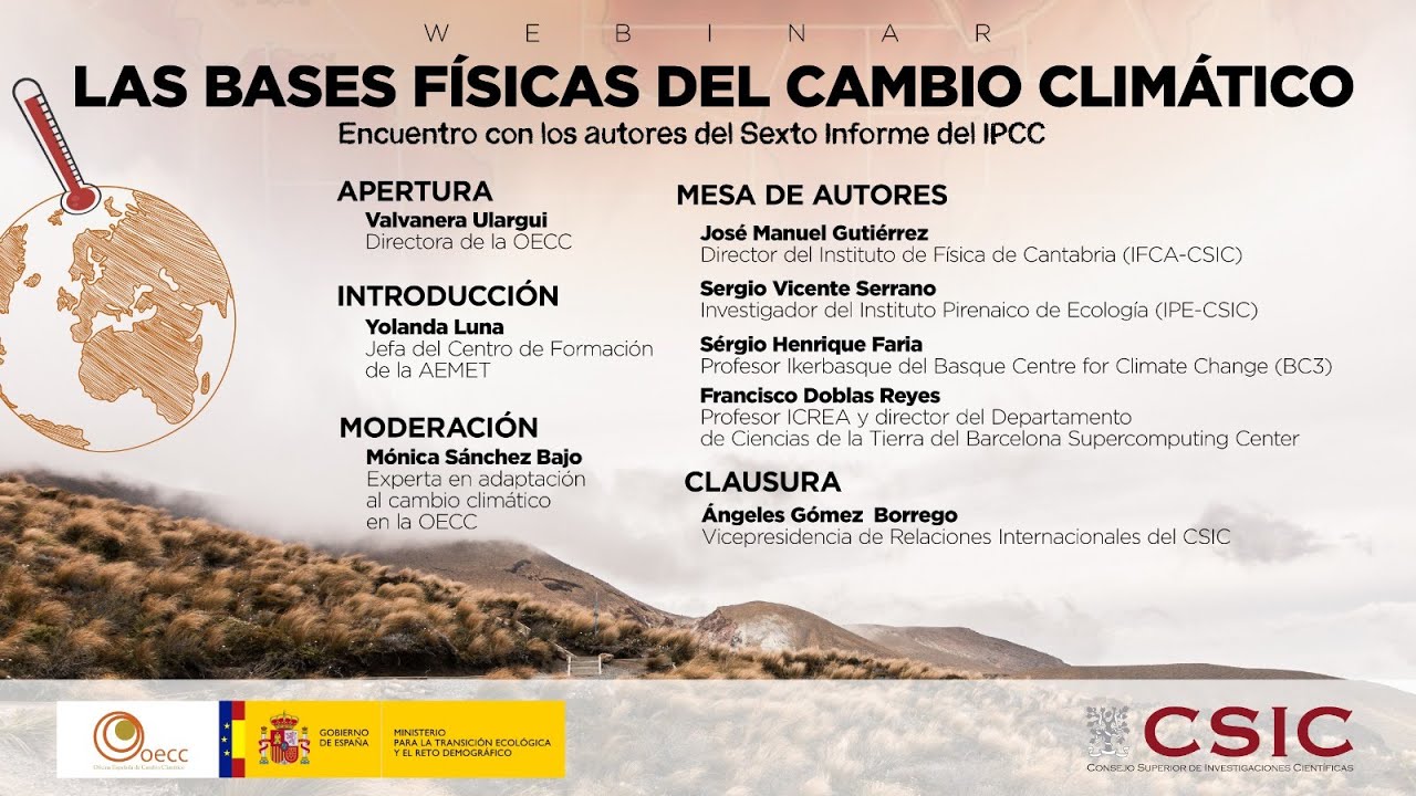 Webinar: Las bases físicas del cambio climático, encuentro con los autores del Sexto Informe IPCC