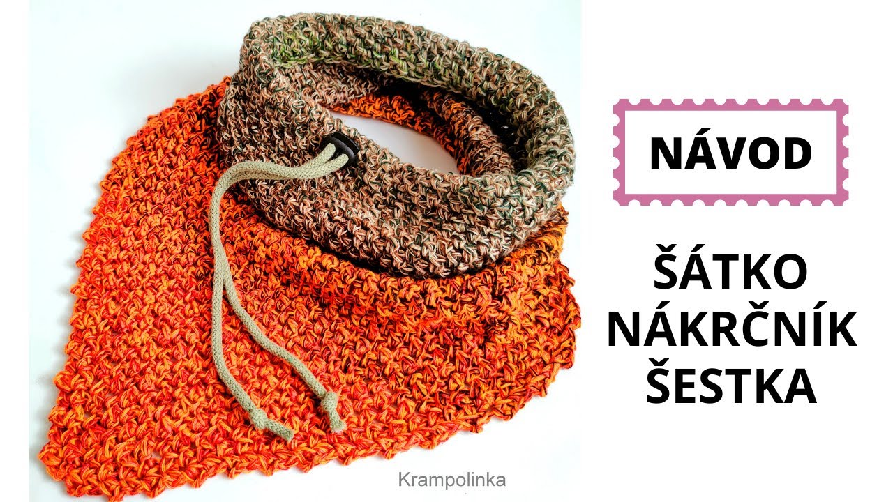 Šátko nákrčník Šestka. Jednoduchý a z duhového klubka.
