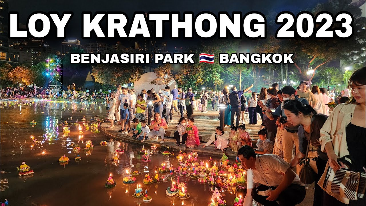 4K THAILAND 🇹🇭 Loy Krathong Festival 2023 in Bangkok | Benjasiri Park