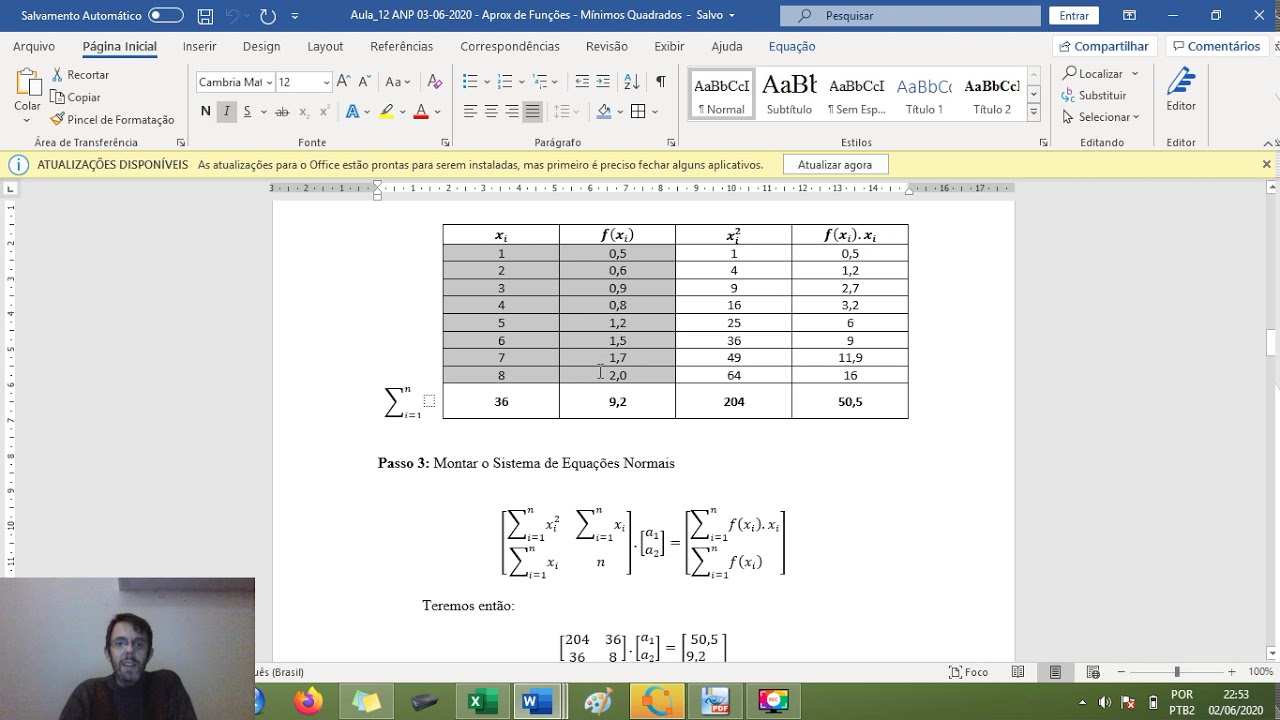 Cálculo Numérico: Método dos Mínimos Quadrados (Discreto Polinomial)