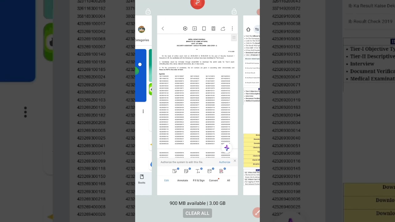 IB SECURITY ASSISTANT/EXECUTIVE RESULT CBT 1 OUT 2025 