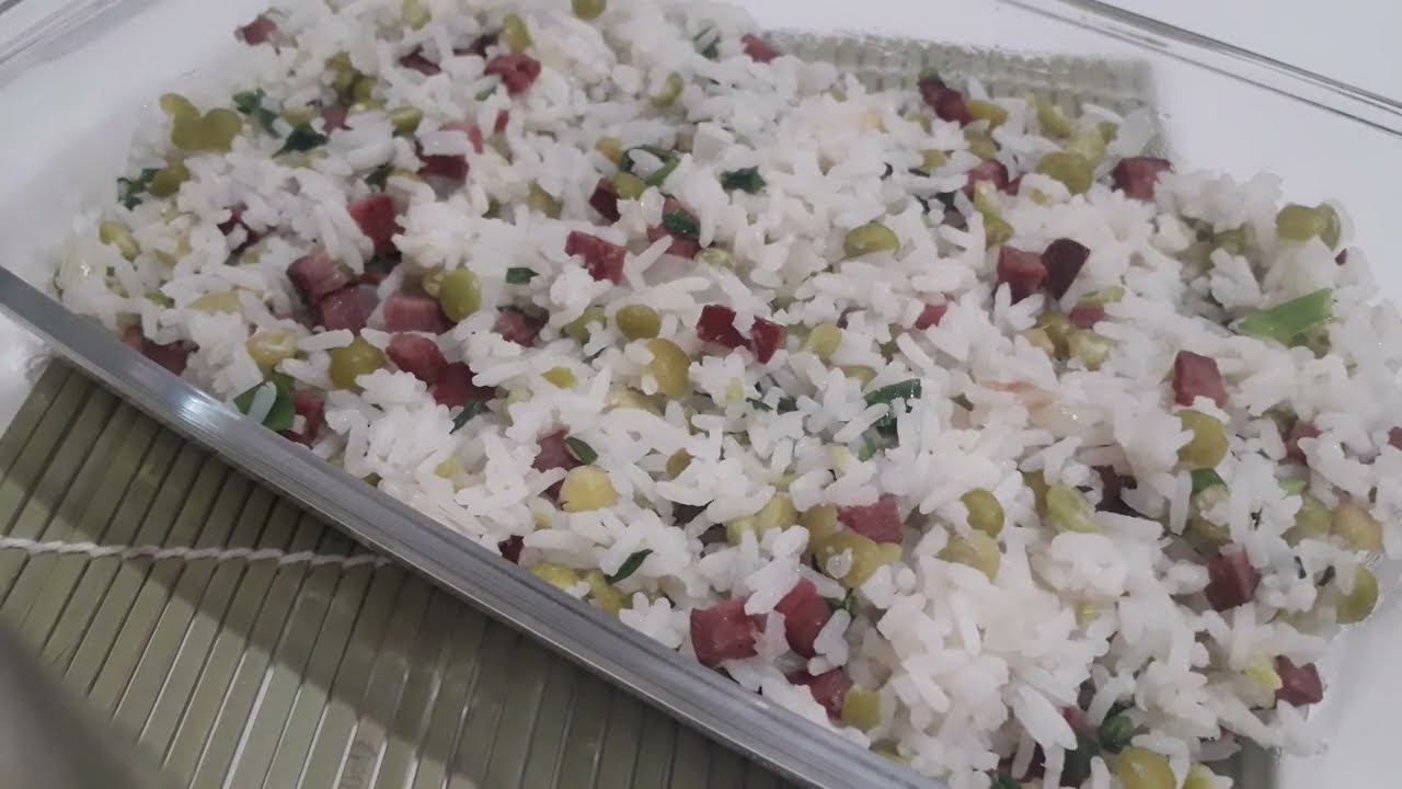 Arroz com ervilha seca  Receita facil