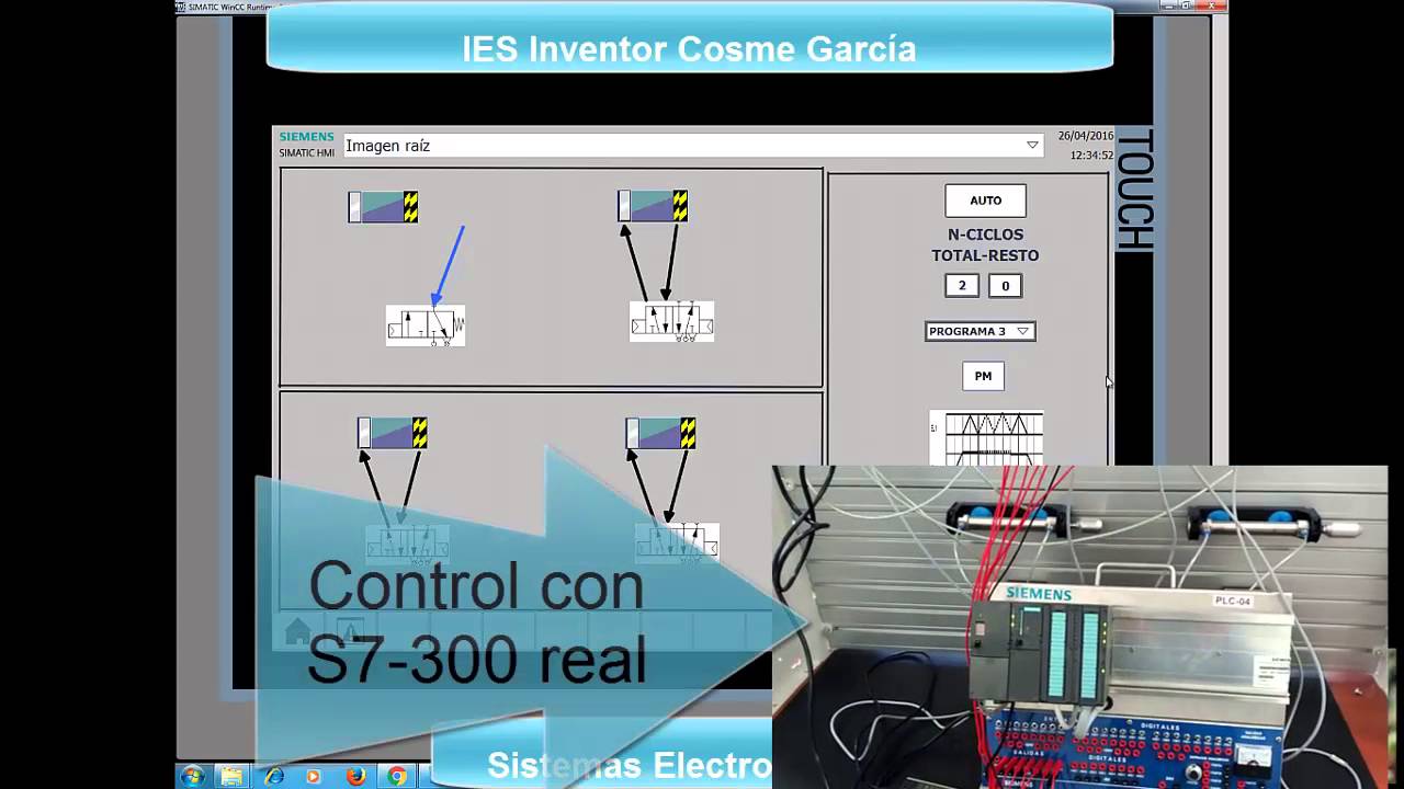 Electroneumática con S7-300 en Graph y pantalla tactil