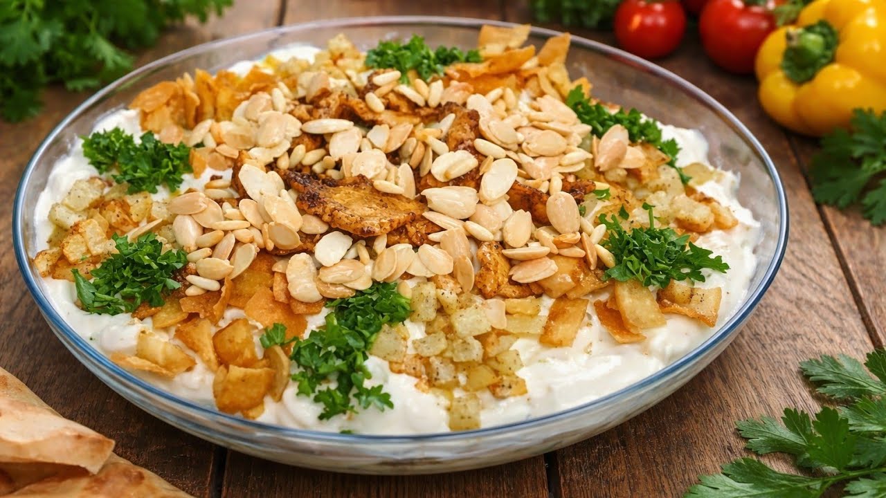 فتة شاورما الدجاج الطعم خيال لازم تجربوها #فتة_الشاورما #فته 