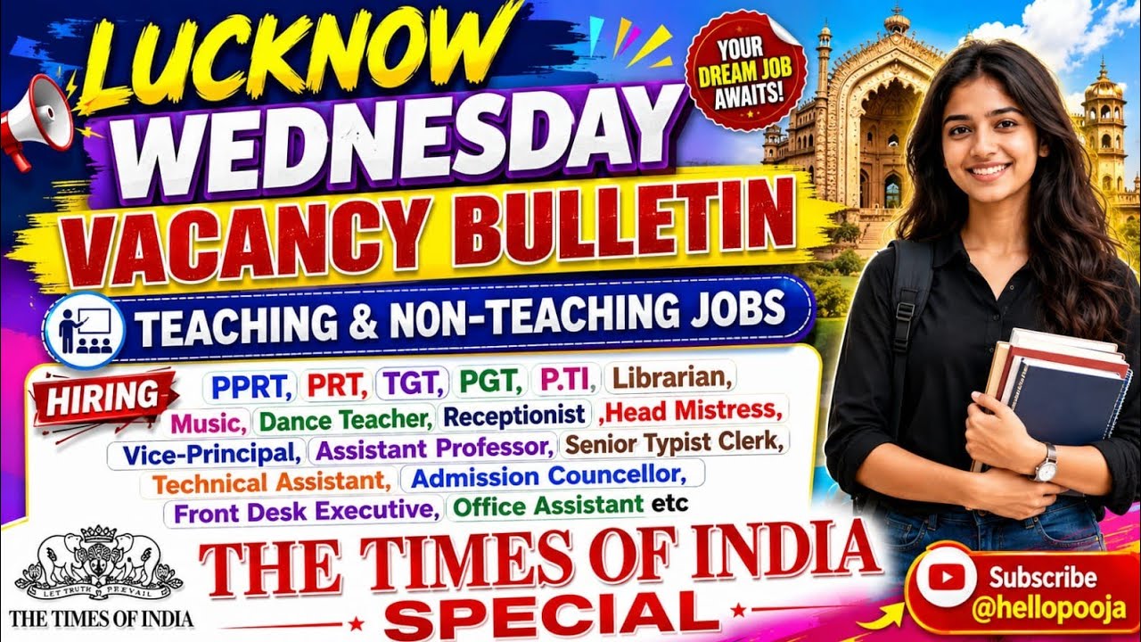 Wednesday TOI Special‼️Teaching & Non-Teaching Jobs #vacancy #applynow #lucknowjobs #jobs2026 