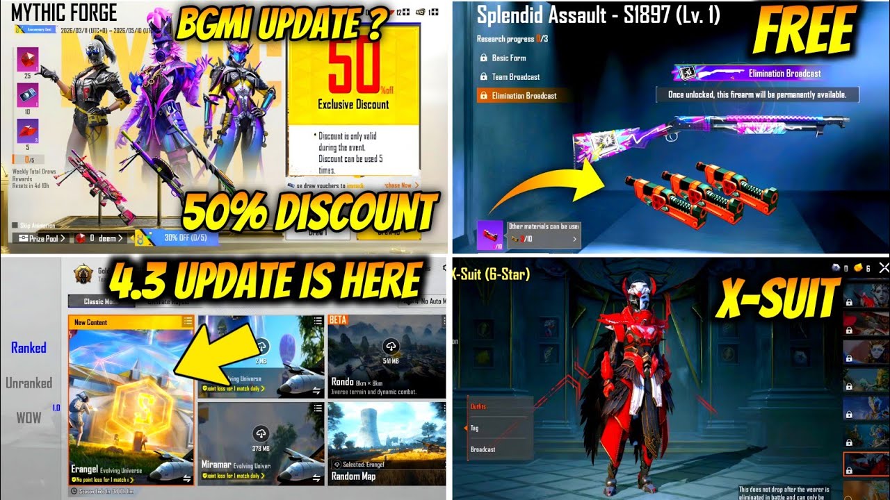 FINALLY 4.3 UPDATE IS HERE | MYTHIC FORGE GUN SKIN | HOW TO DOWNLOAD 4.3 UPDATE | FREE RED MATERIAL