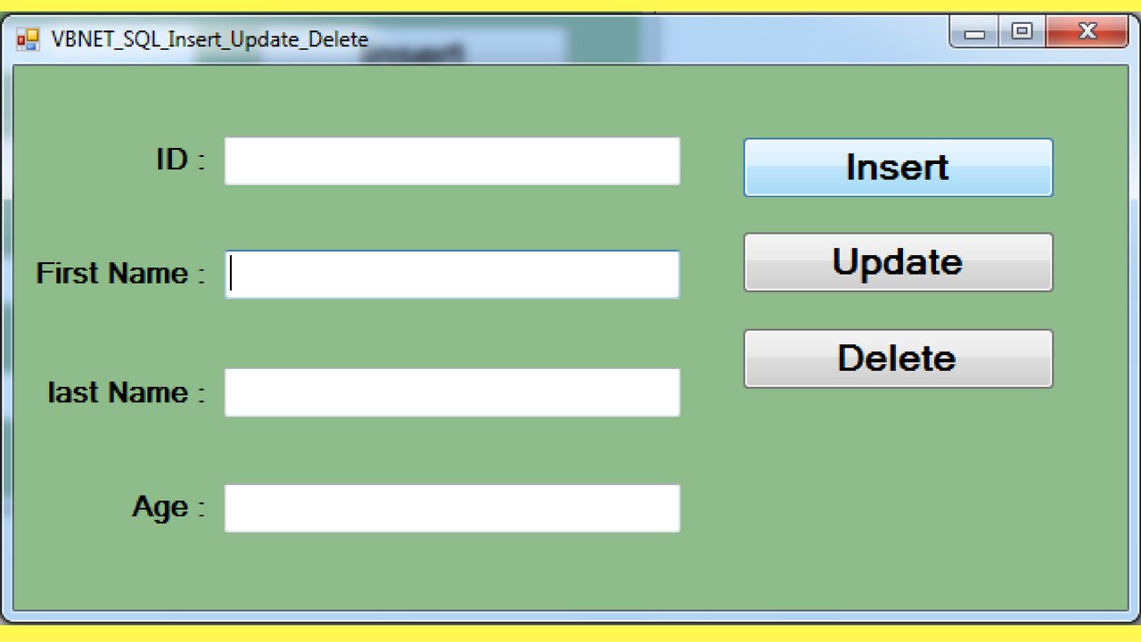 VB.NET And SQL - How To Insert Update Delete From DataBase Using Visual Basic .Net  [ with code ]