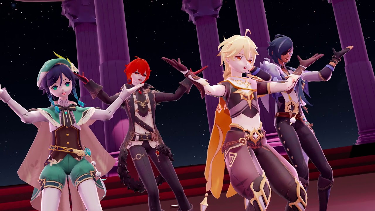 {MMD Genshin Impact} Aether, Diluc, Kaeya, Venti | 마지막처럼 AS IF IT'S YOUR LAST