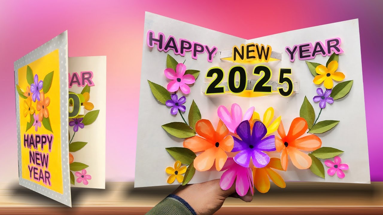 DIY Easy & Beautiful Happy New year card 2025 / happy new year card making / Handmade New Year Card