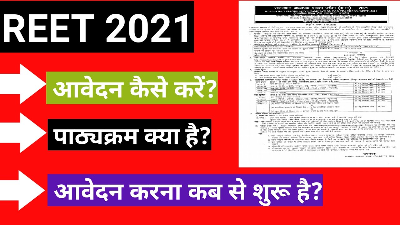 REET 2021 NOTIFICATION | How to Apply Reet Form | Reet Syllabus