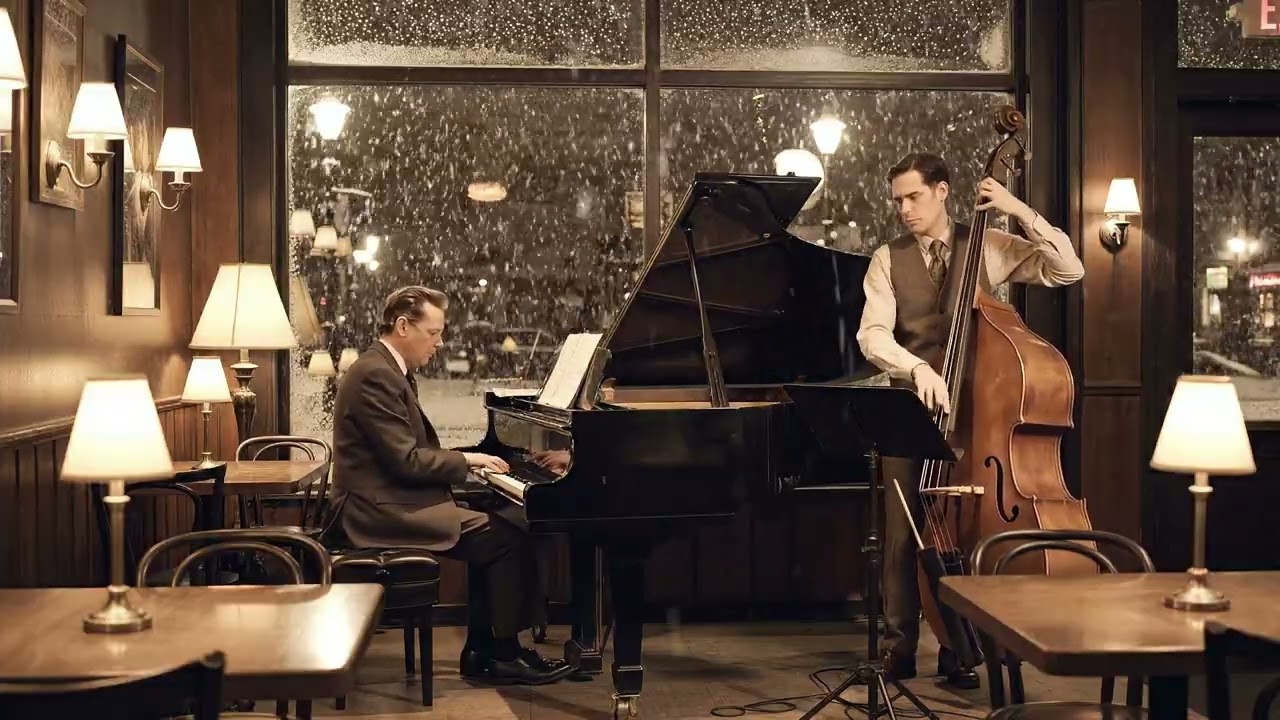 A Quiet Jazz Lounge ❄️Silent Snowflakes and Smooth Piano & Bass