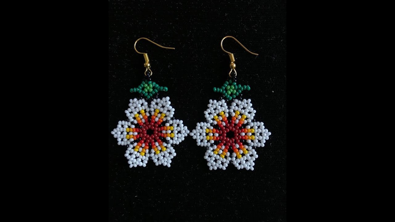 ARETE FLOR BLANCA HUICHOL BÁSICO PASO A PASO