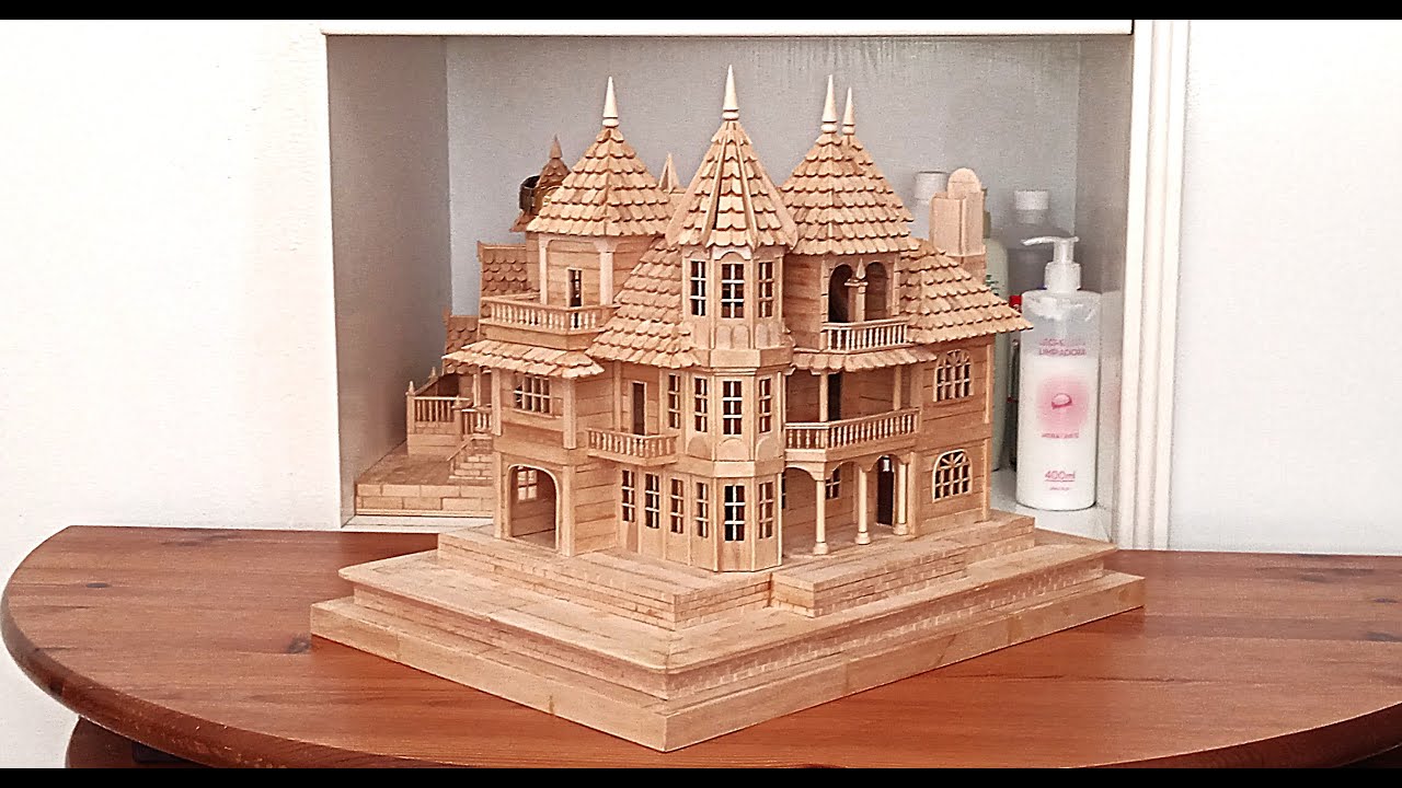 Building a Miniature Mansion with Underground Level From Popsicle Sticks