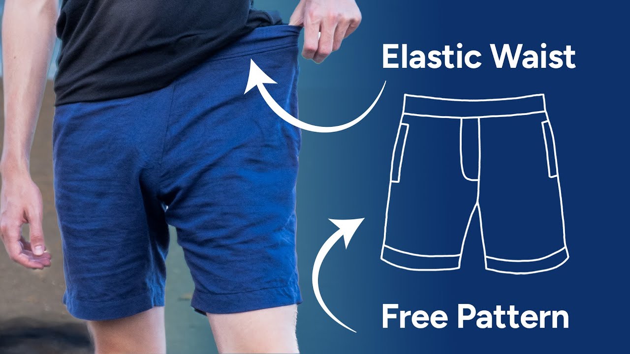 This is how to Sew Mens Linen Shorts (with Elastic Waist & Free Pattern) - Tutorial