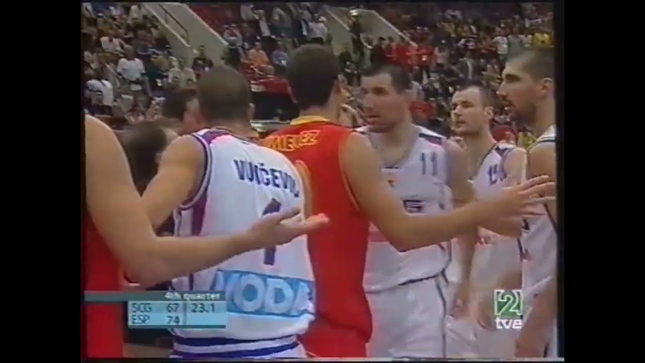 Spain vs Serbia Fight 2003 Eurobasket