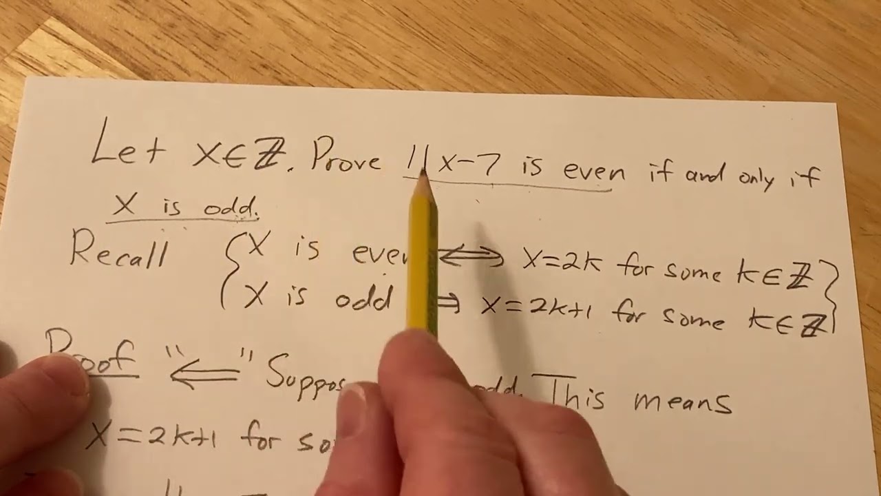 Prove that 11x - 7 is even if and only if x is odd
