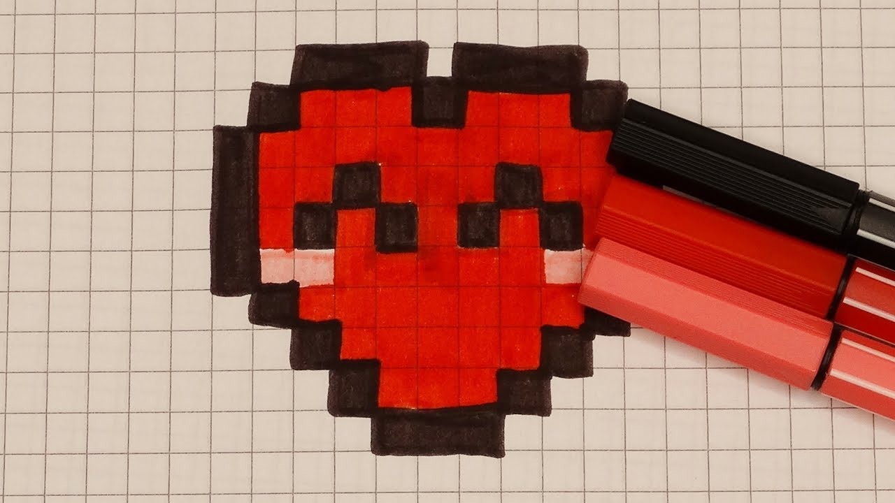 DIY Handmade Pixel Art | How to draw a cute Heart | Valentines Day Mothers Day | Draw with Me