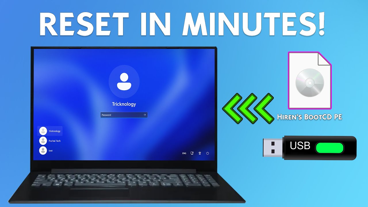 Сброс забытого пароля Windows 10/11 с помощью загрузочного USB-накопителя Hiren's (ЛЕГКО!)