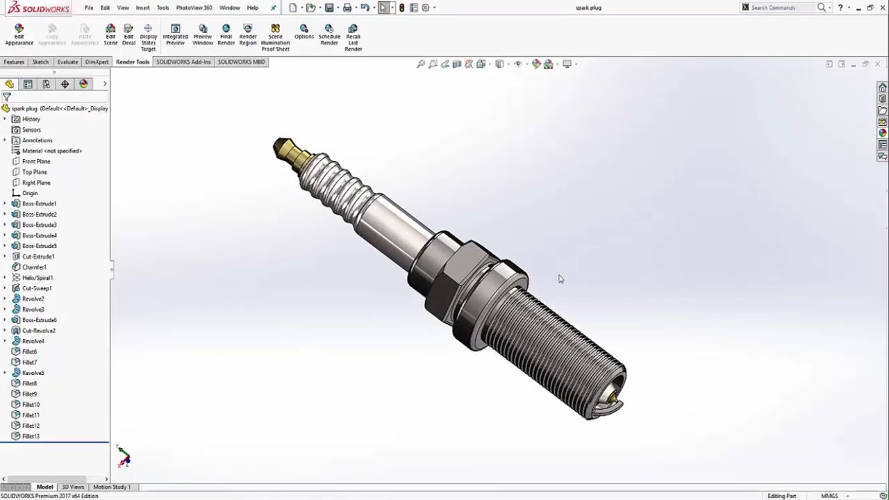 SOLIDWORKS TUTORIAL | How to make a Spark plug