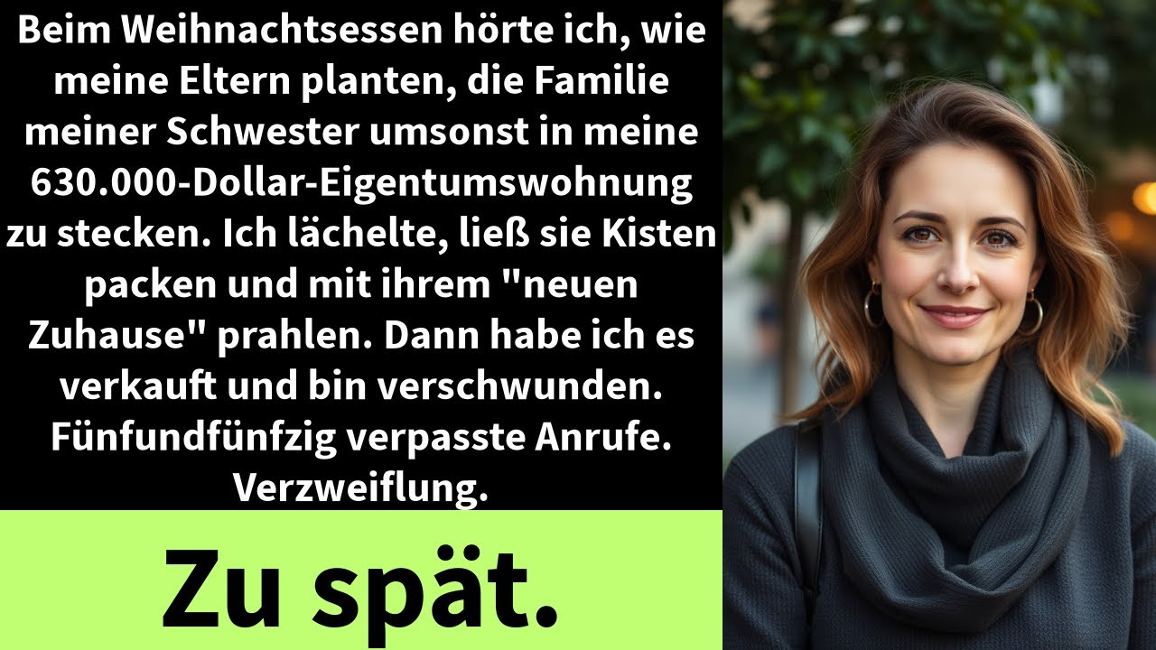 Beim Weihnachtsessen hörte ich, wie meine Eltern planten, die Familie meiner Schwester umsonst in