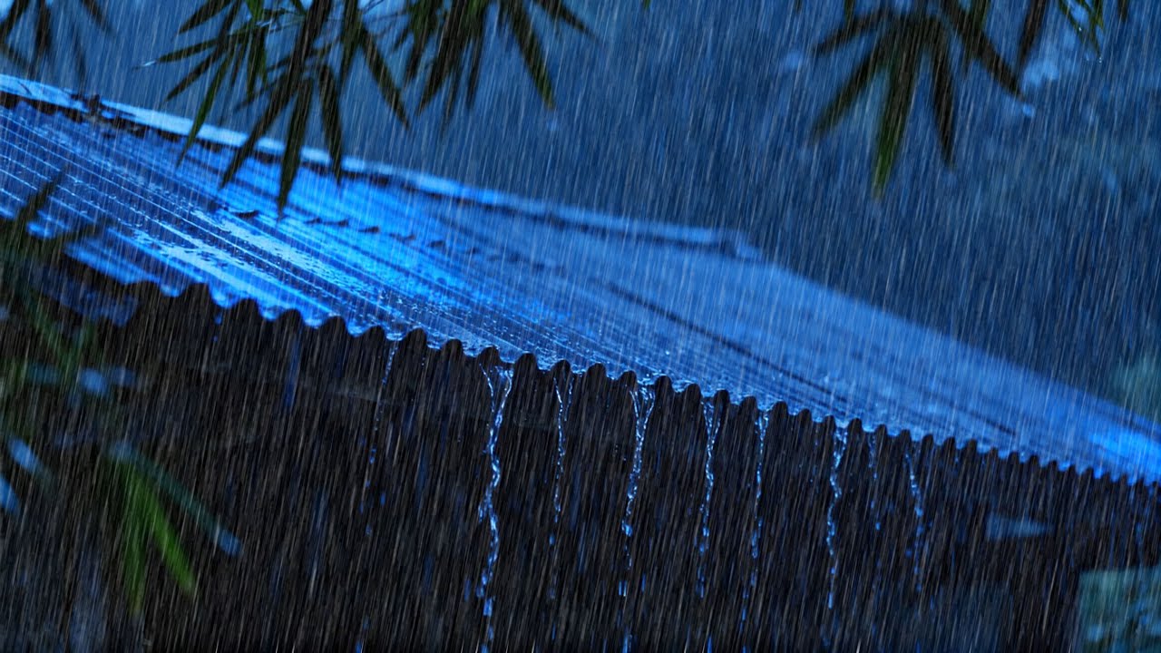 Fall Asleep Instantly in 3 Minutes with Heavy Rain and Thunder on a Tin Roof at Night