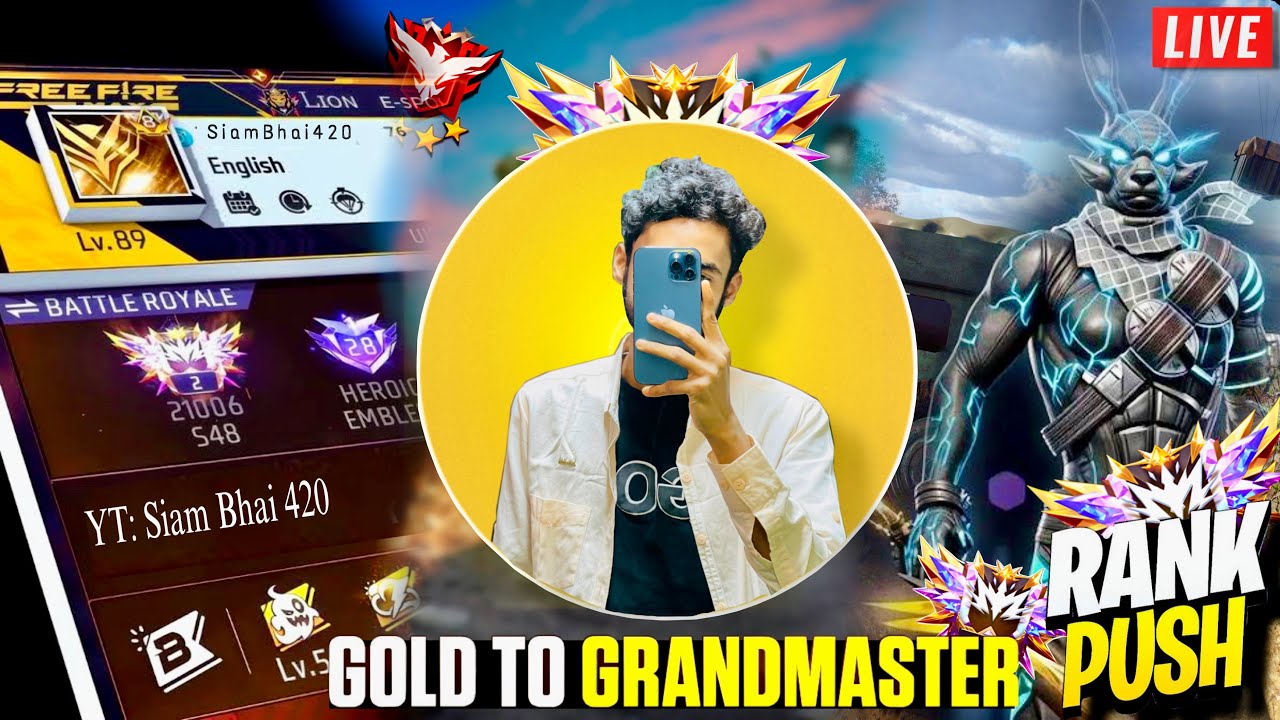 [Live🔴] Gold to grandmaster top 1 Push with in 24 hours 🤩|| Siam Bhai 420 #freefire #freefirelive