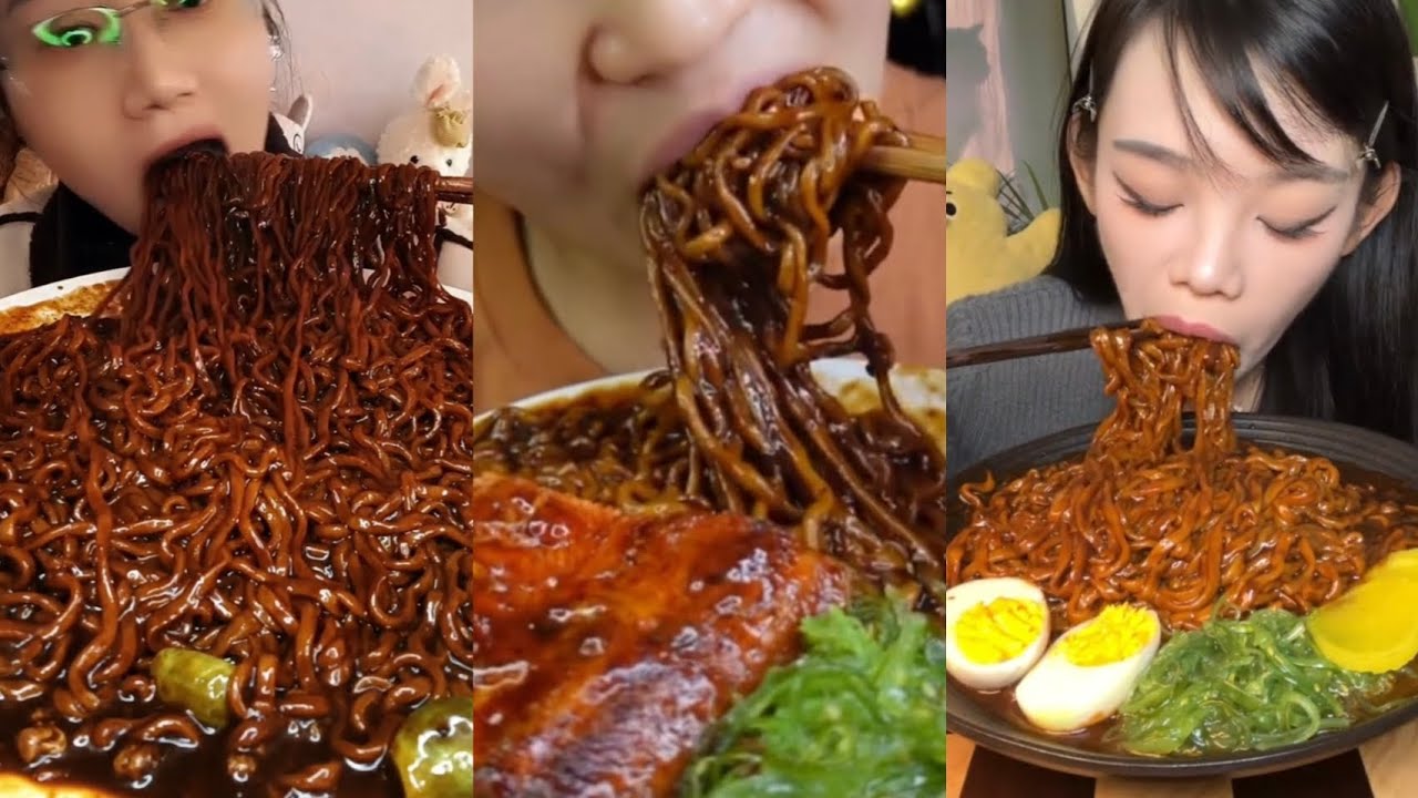 BEST Jjajangmyeon ASMR Mukbang Compilation | Korean Black Bean Noodles Eating Sounds | No Talking
