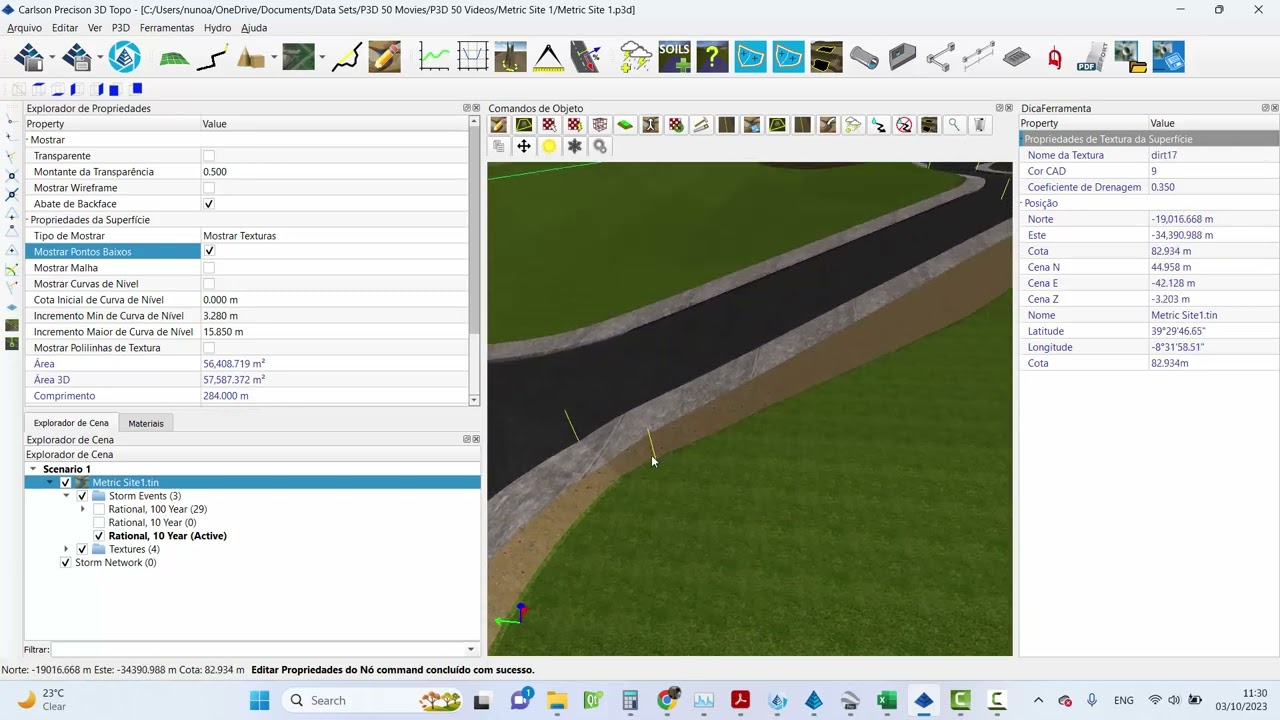 Carlson P3D Hydro - Tutorial 1 - Configuracao e Eventos Pluviais