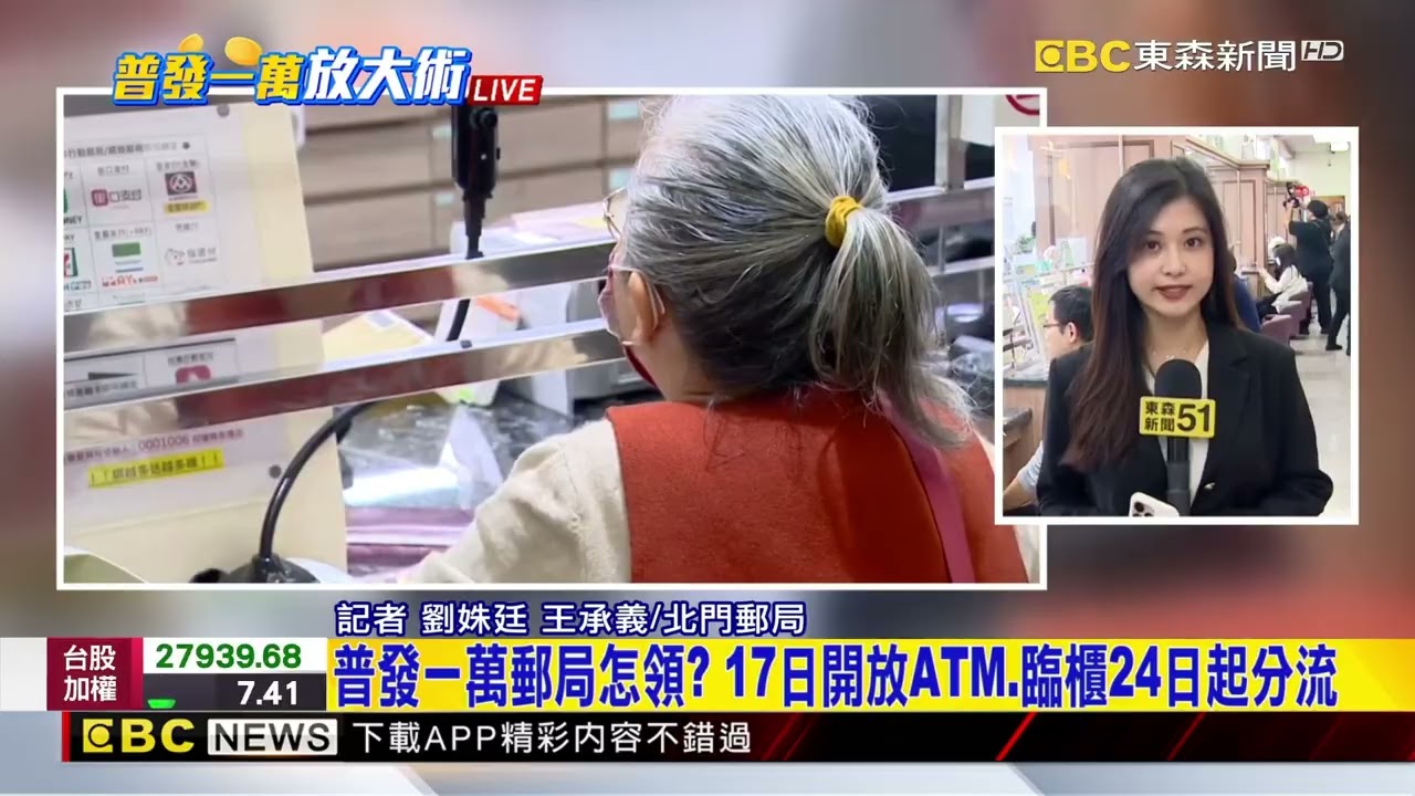 最新》普發一萬郵局怎領？ 17日開放ATM、臨櫃24日起分流@newsebc