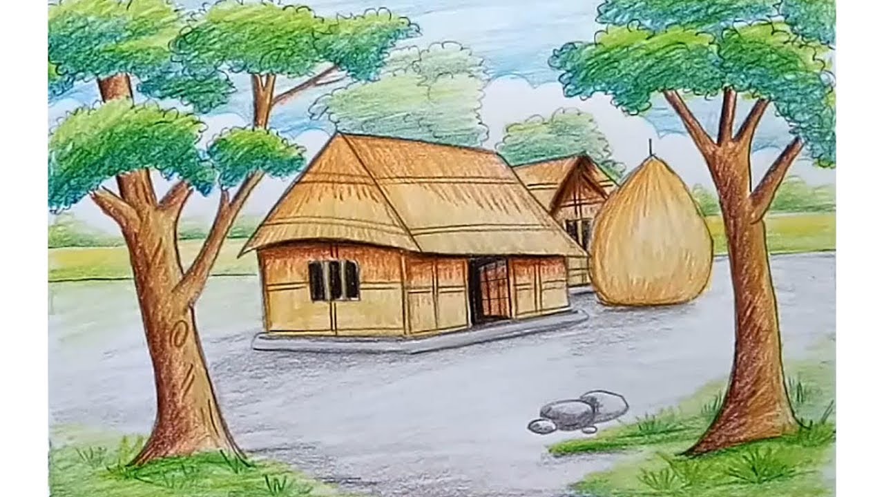 How to draw A simple scenery step by step
