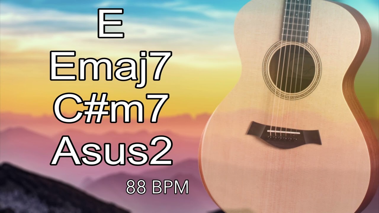 Acoustic Guitar Loop Strumming 88 BPM [ E Emaj7 C#m7 Asus2 ]